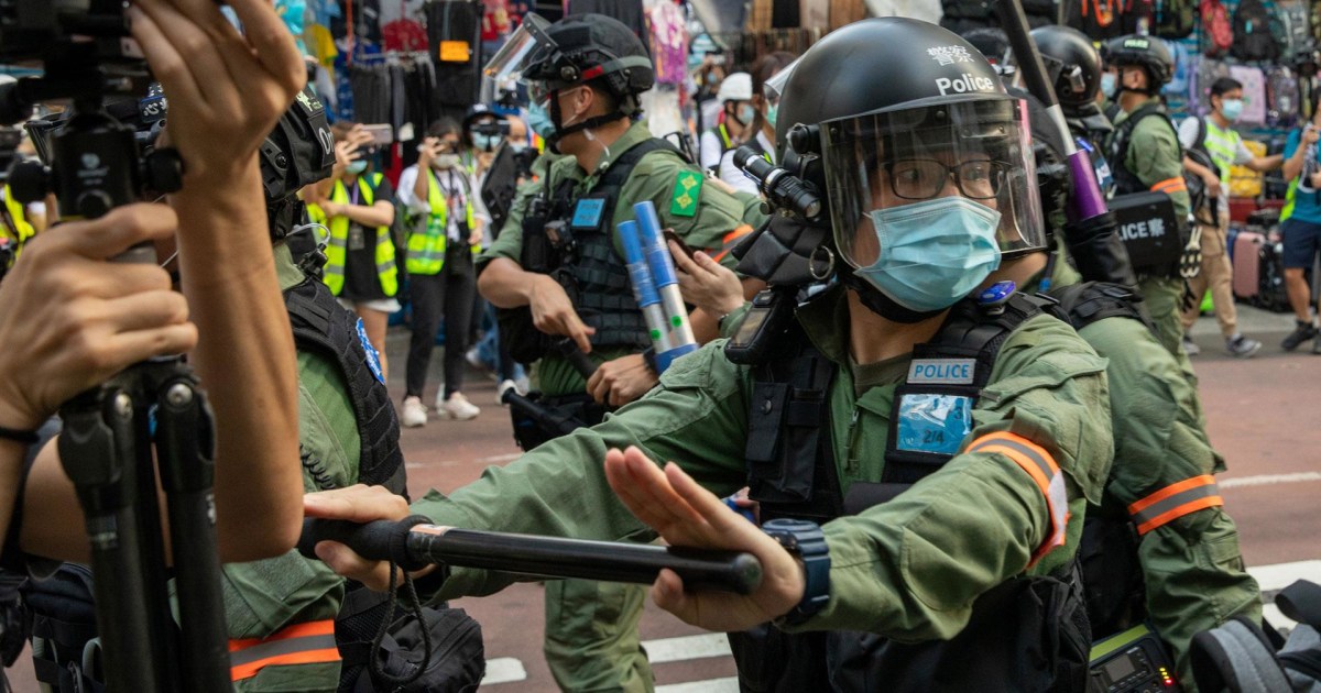 Hong Kong police fire pepper spray at protesters of postponed election