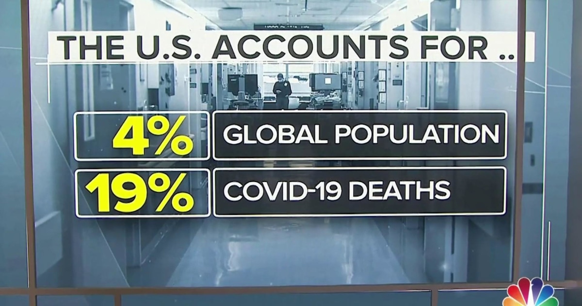 Covid-19 deaths in U.S. represent nineteen percent of worldwide total