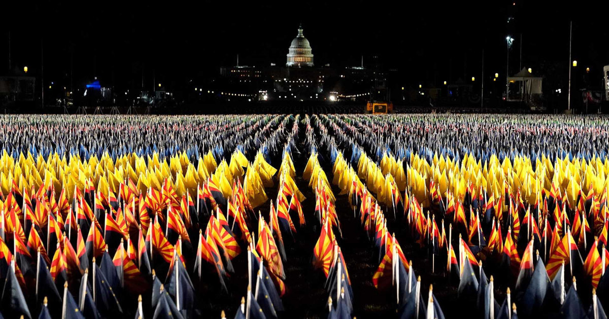 National Mall's 'Field of Flags' illuminated ahead of Joe Biden's inauguration