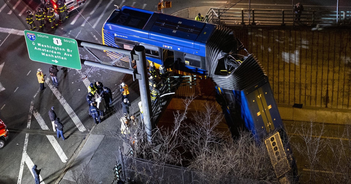 WATCH Videos show NYC bus hanging off overpass after driver loses control