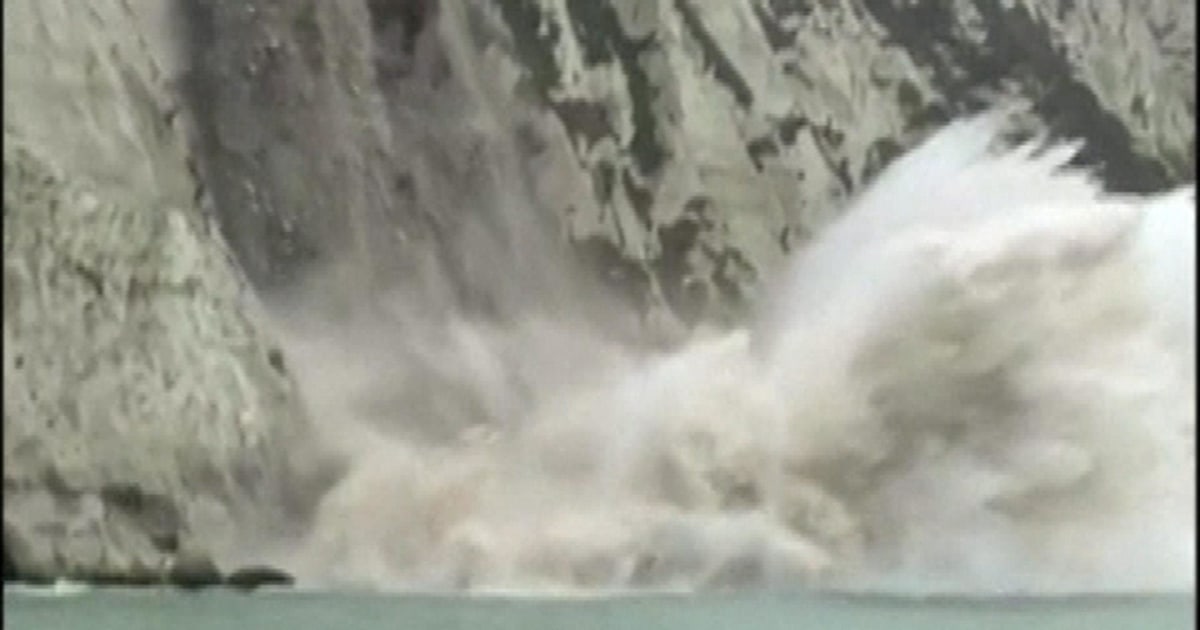Chunks of the White Cliffs of Dover collapse into the sea