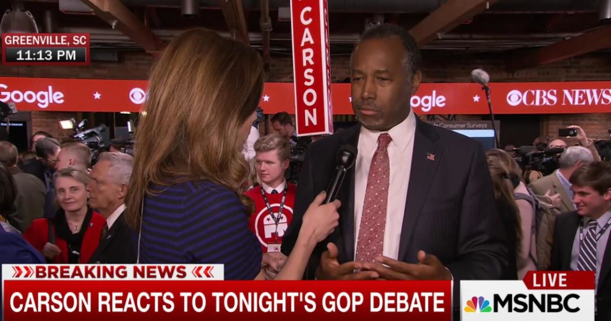 Carson calls debate mudslinging immature