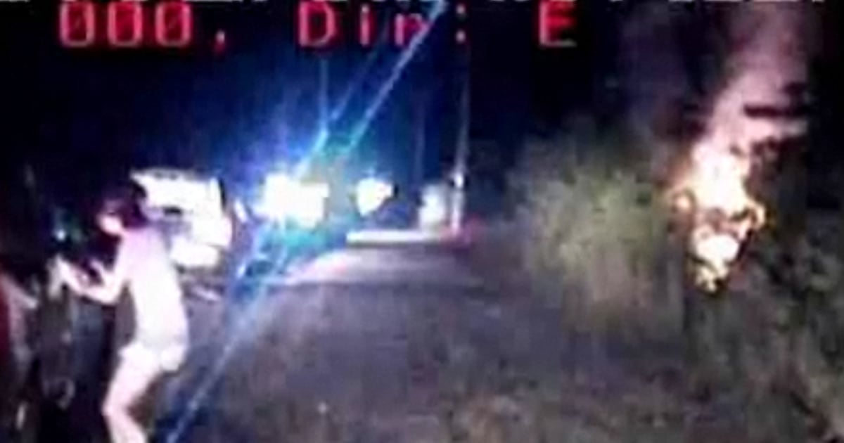 Fiery car crash rescue captured on dash cam