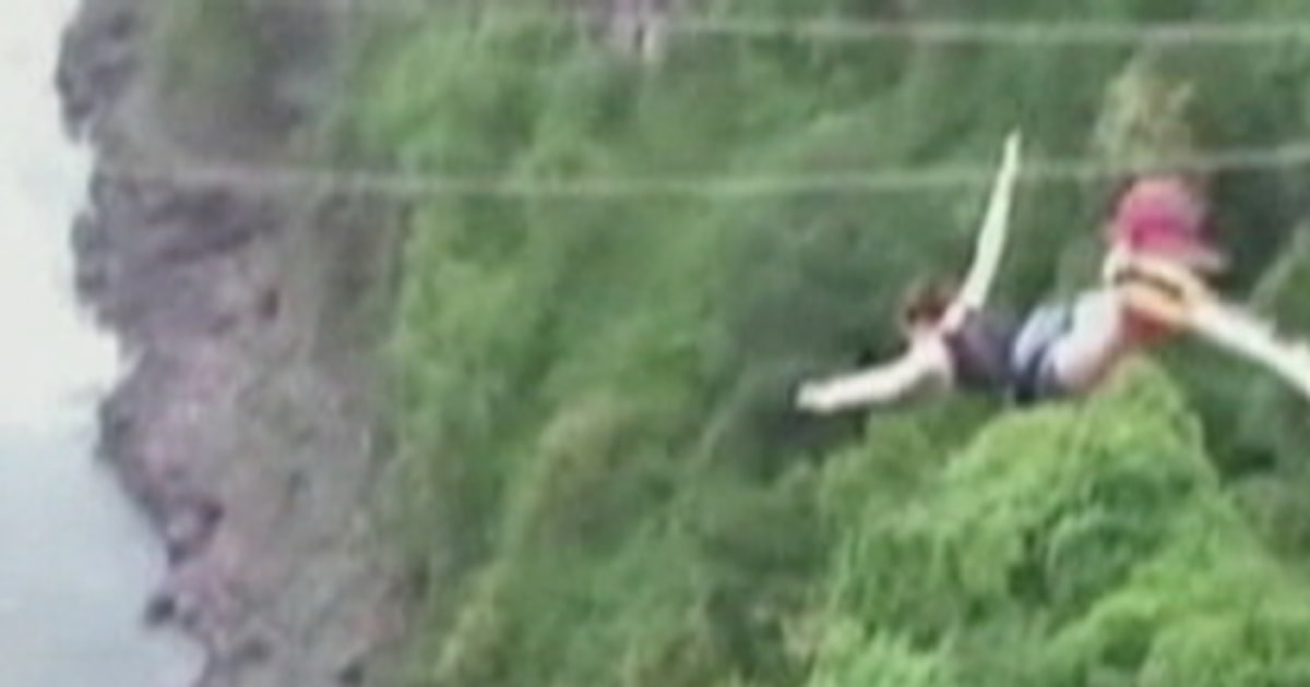Woman lives after bungee cord snaps over river