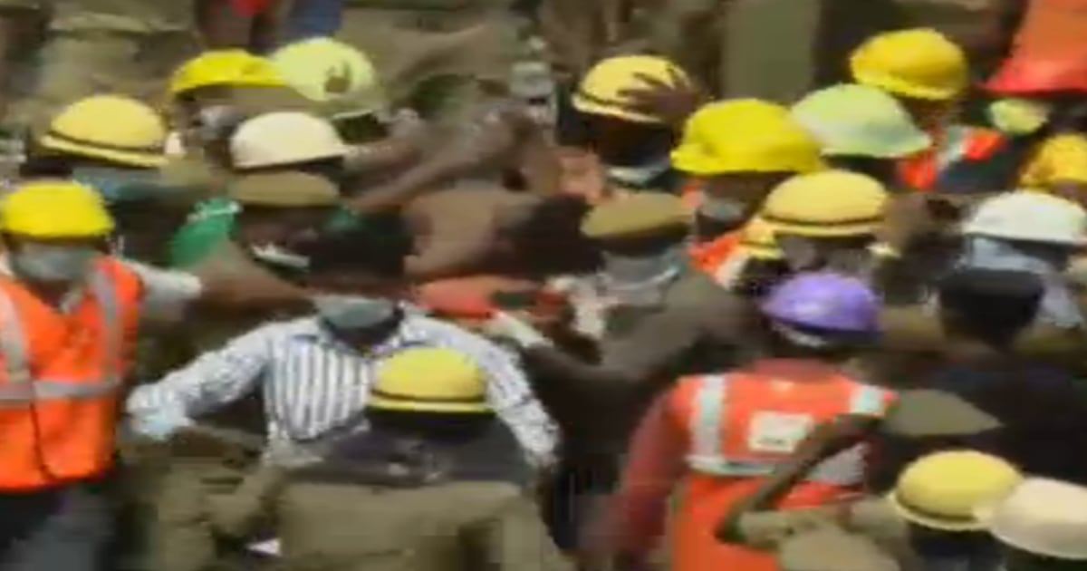 Rescuers Pull Man From Rubble of Indian Building Collapse