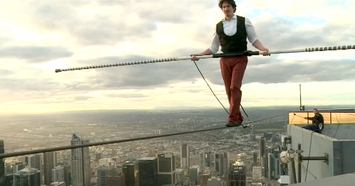 Watch Australian Tightrope Walker Reaches New High