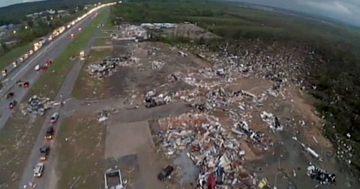 Aerial View of Tornado-Ravaged Town