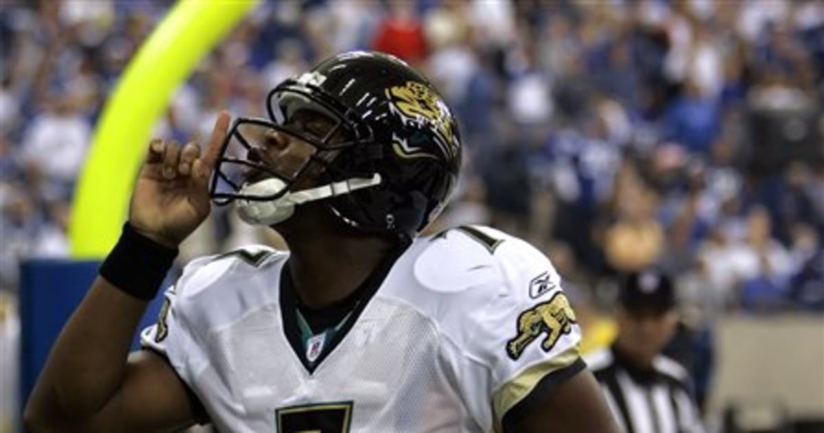 Jacksonville Jaguars QB David Garrard smiles after a play against