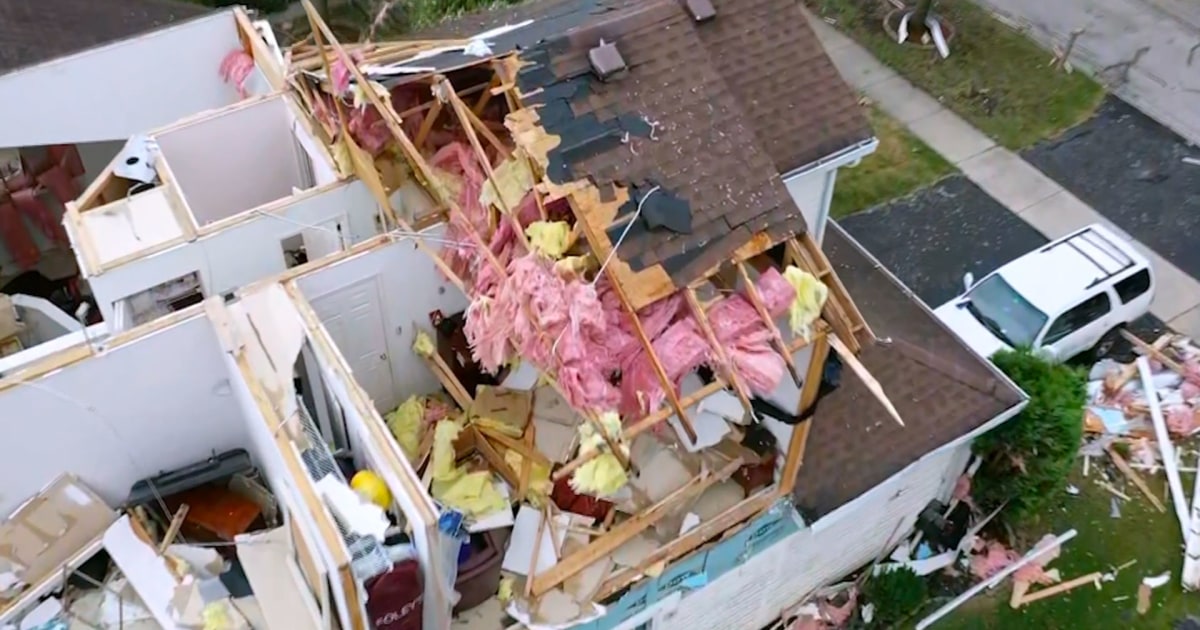 Drone video shows Illinois tornado destruction