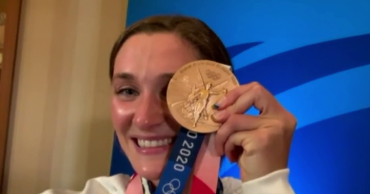 Swimmer Annie Lazor speaks to winning bronze after leaving ...