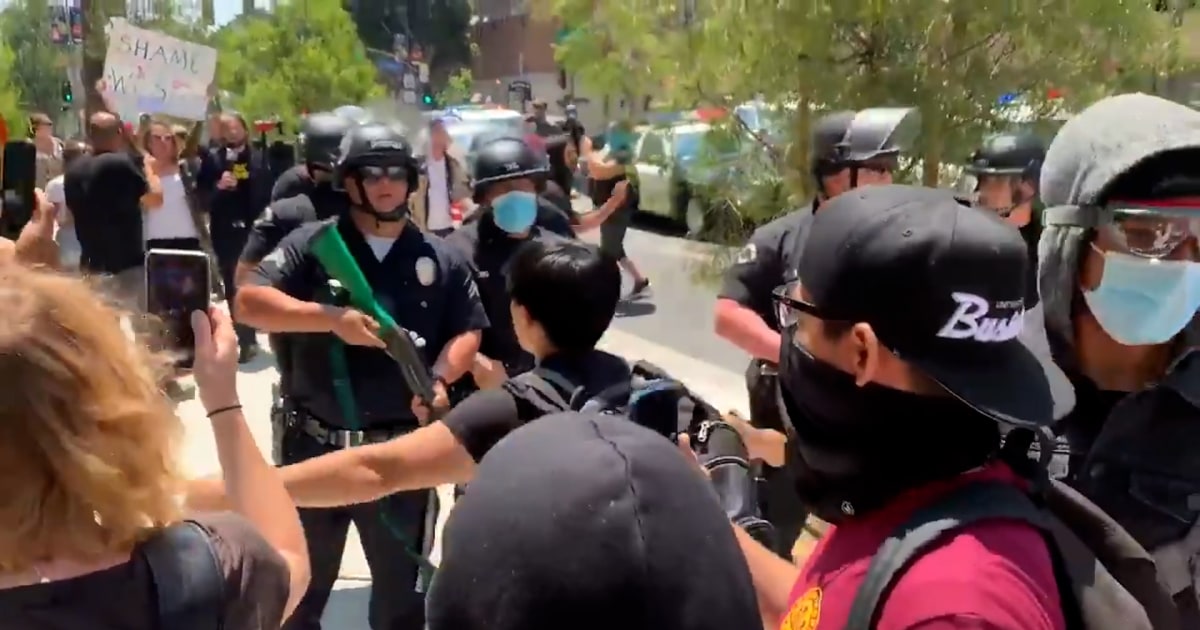 Protest turns violent in L.A. over trans woman disrobing at spa