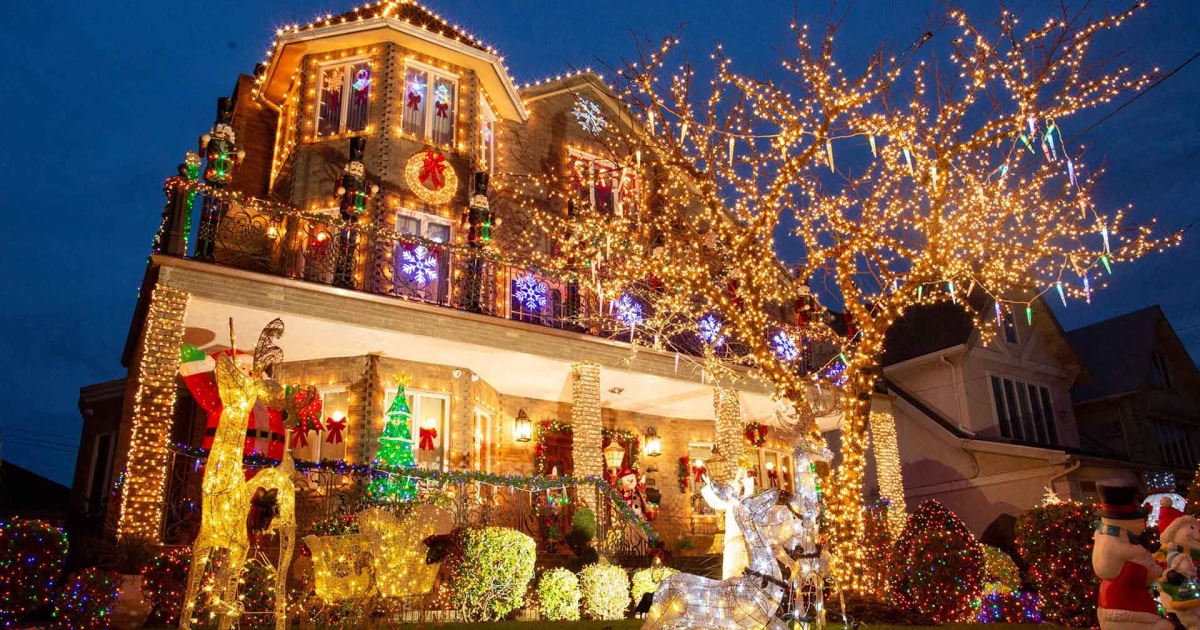 Christmas house lights thrill crowds at Dyker Heights in Brooklyn, New York