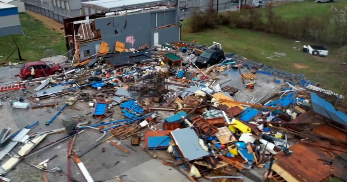Drone video shows damage from Arkansas storm
