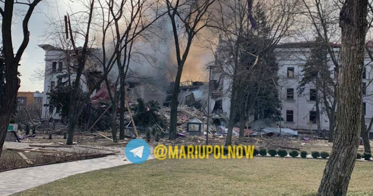 Video shows Mariupol theatre in smoke, flames after bombing by Russian forces