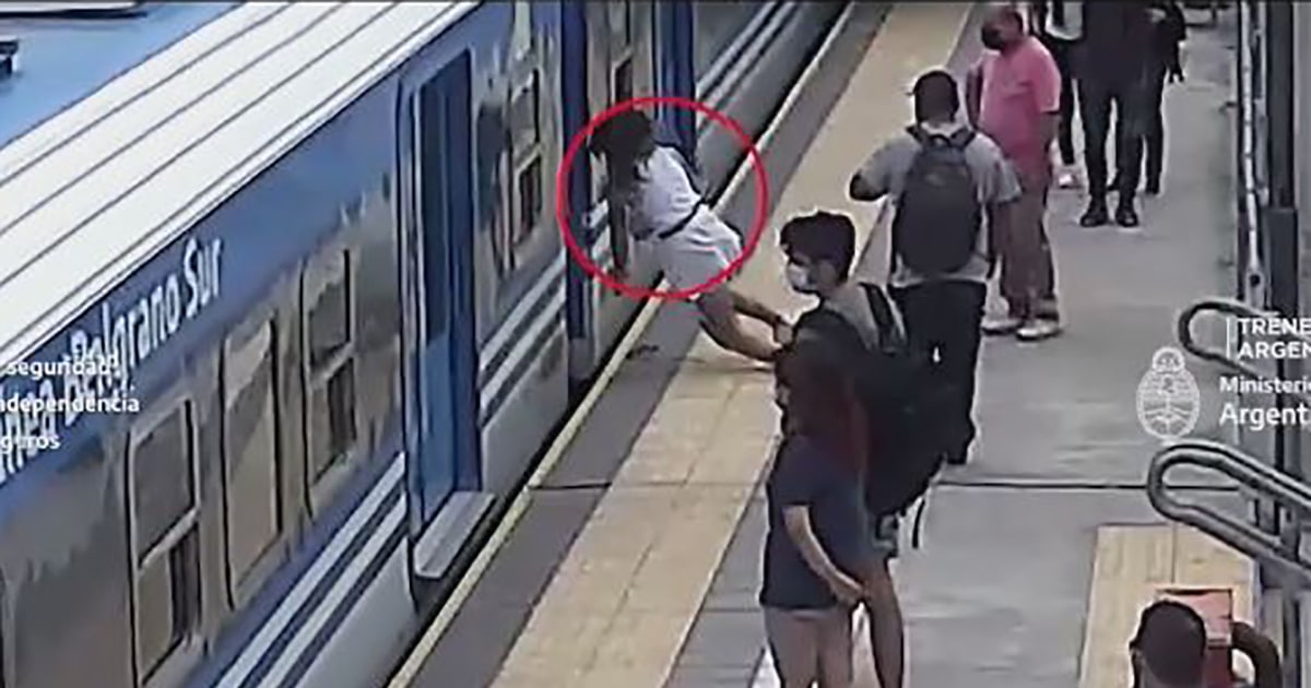 Watch: Video shows woman fainting, falling underneath moving train in Argentina