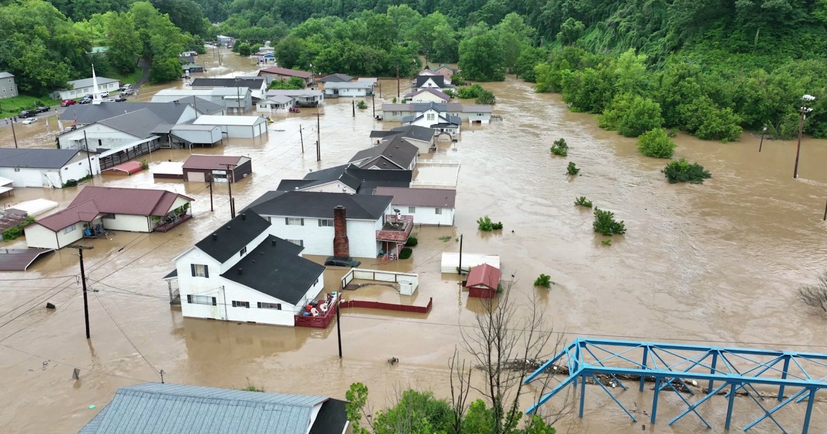 Drone video shows historic flash flooding in Kentucky