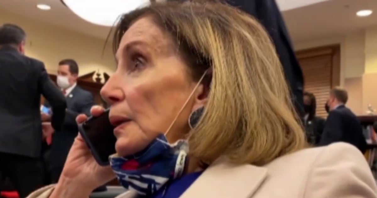 Videos show Pelosi's reaction during the January 6 Capitol riot