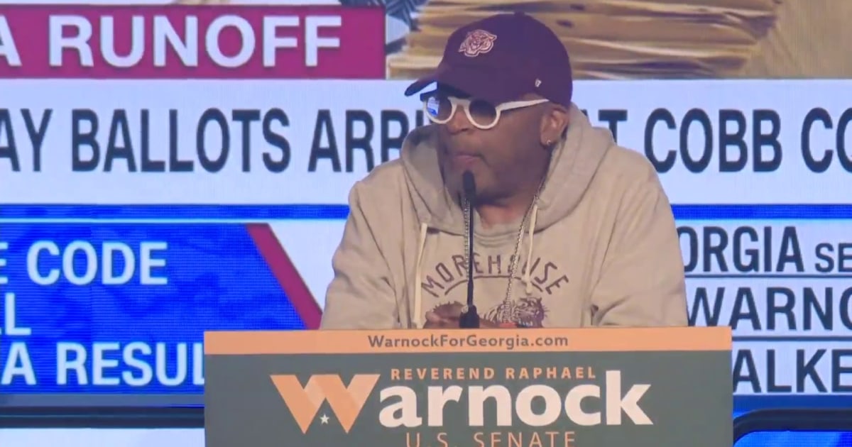 Spike Lee rallies crowd at Warnock party as votes are counted