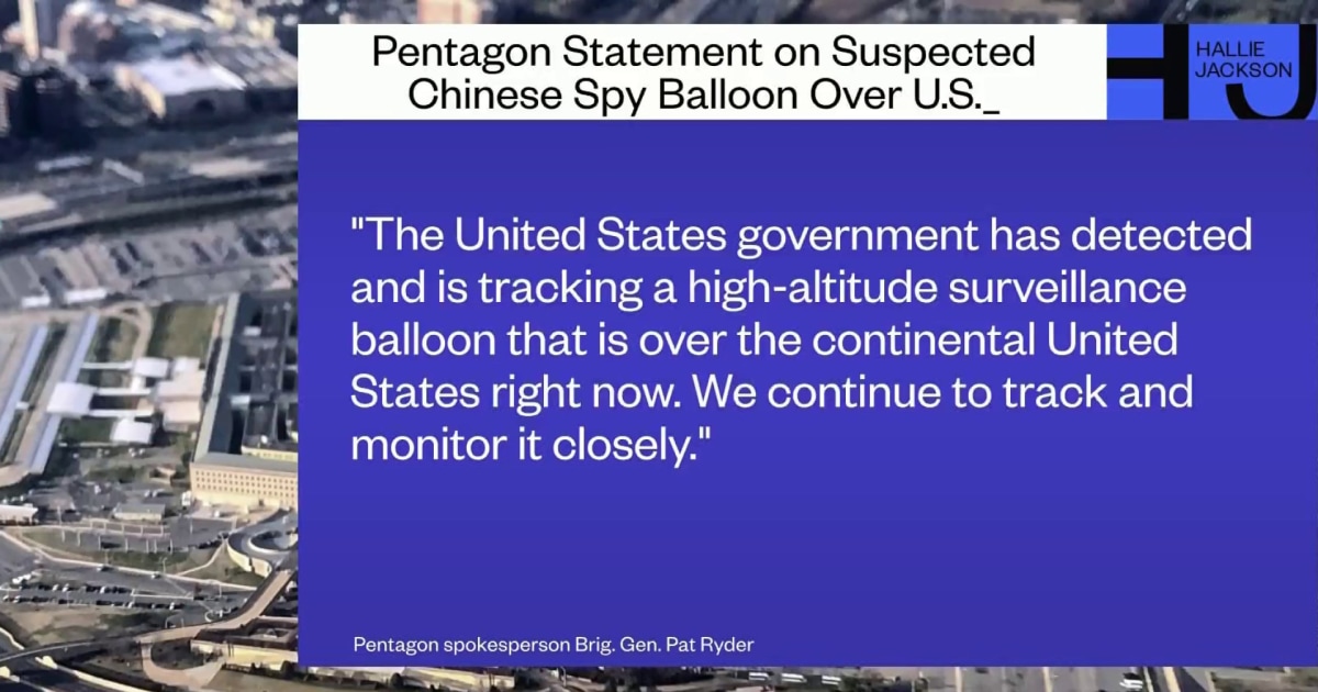 Pentagon tracking suspected Chinese spy balloon in U.S.