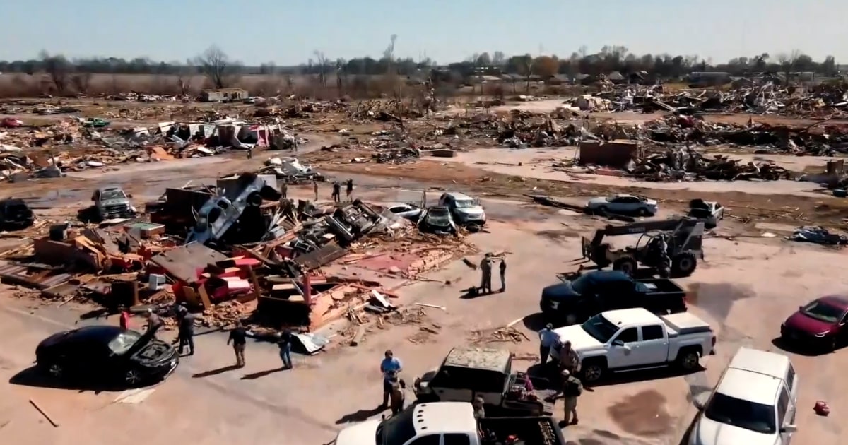 Drone footage captures aftermath of deadly tornadoes in Mississippi
