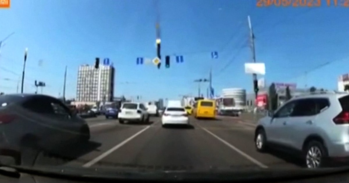 Watch: Dashcam captures missile falling on busy Kyiv highway