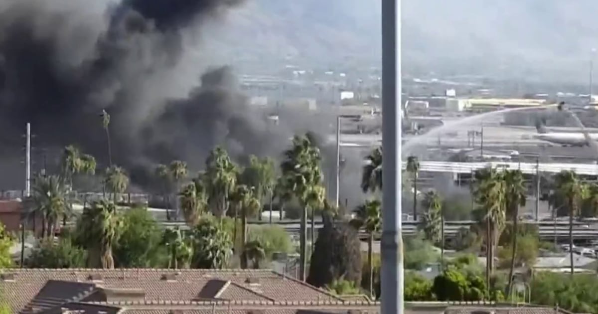 Video shows heavy smoke as large fire burns near Phoenix airport