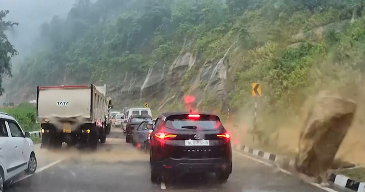 Video shows rock crush cars in deadly India landslide