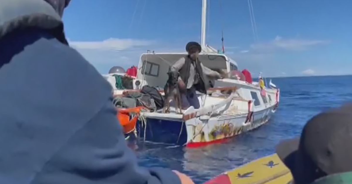 Watch: Moment Australian sailor and his dog are rescued after months adrift