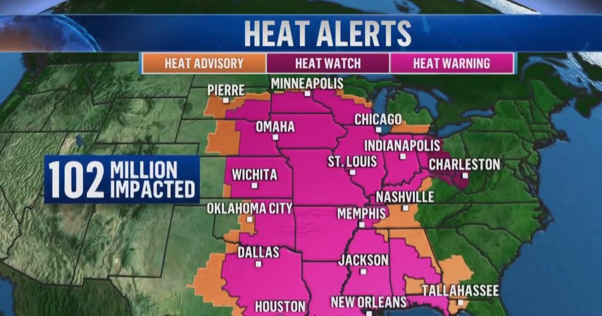 Extreme heatwave blankets parts of the Midwest and South