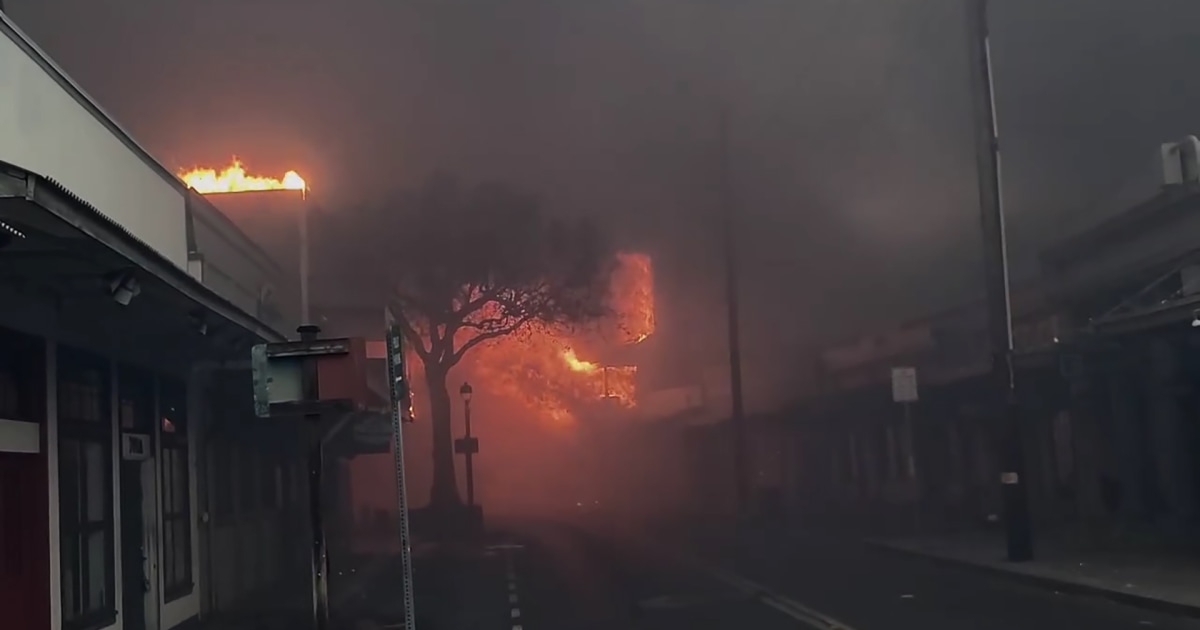 Video shows flames engulfing storefronts in Maui town of Lahaina