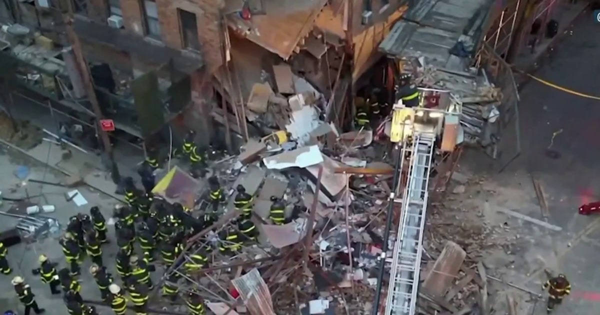 New footage shows the moment a New York building collapses