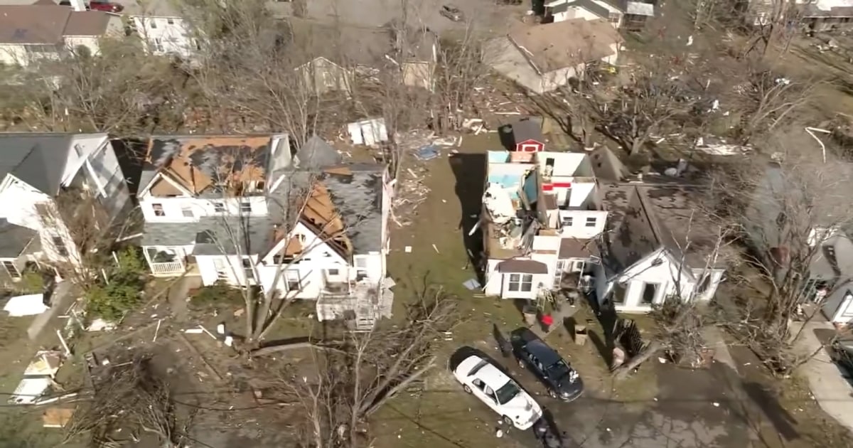 Drone video shows destruction after Tennessee tornado