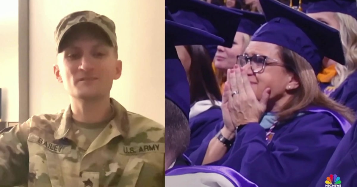 National Guard soldier surprised at graduation by special message