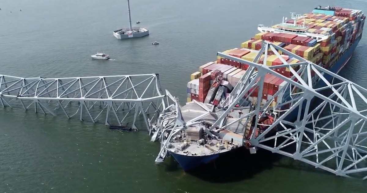 NTSB aerial video shows Baltimore bridge after cargo ship crash