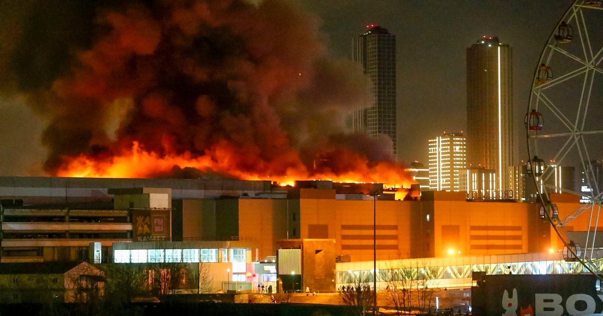 Video shows fire at scene of reported Moscow shooting attack