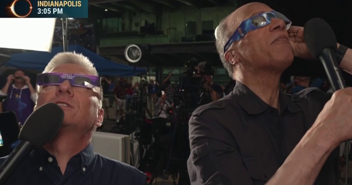 ‘This is magical’: Lester Holt and Tom Costello witness totality in Indianapolis