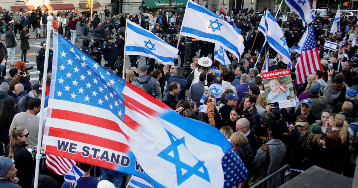 Pro-Israel counter-protesters march near Columbia University