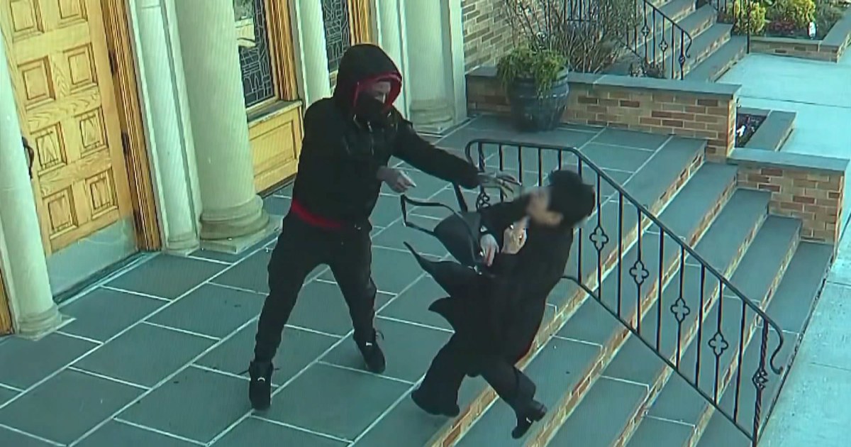 Surveillance video shows woman attacked outside New York City church