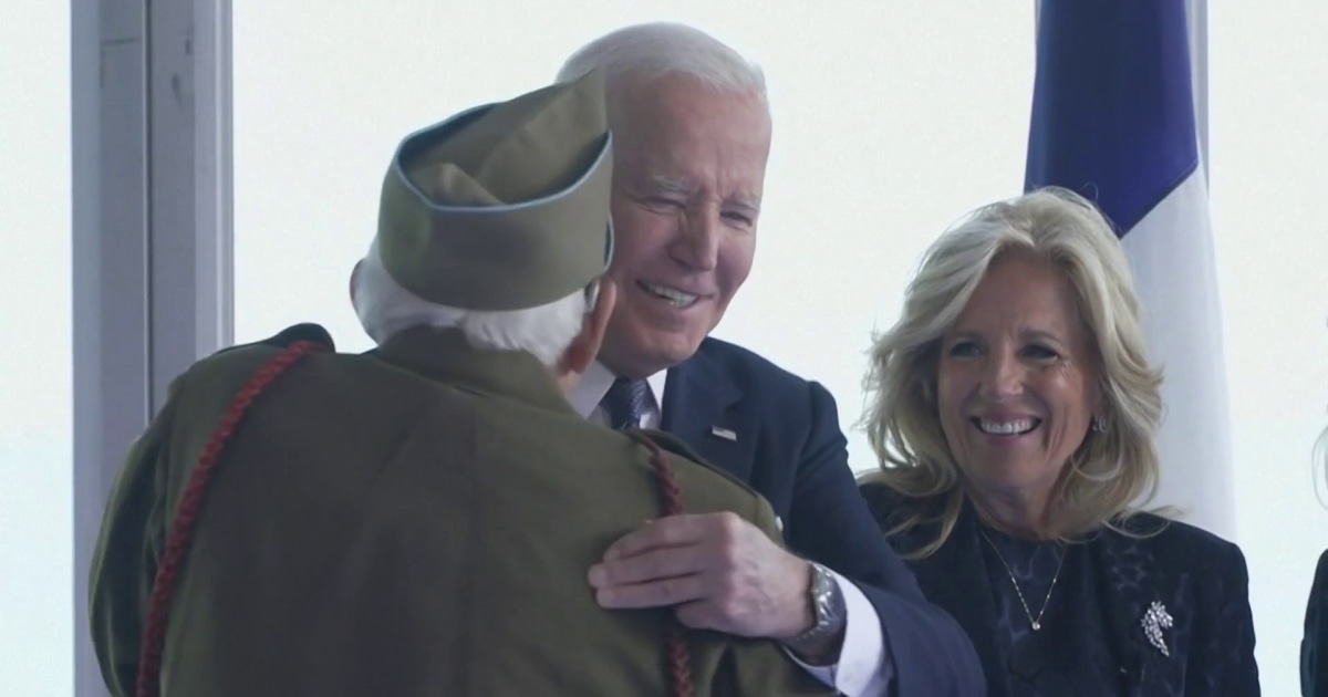 Watch: Biden shares a joke with D-Day vet at Normandy event