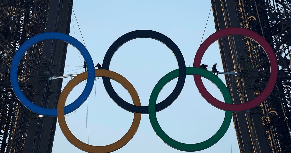 Olympic rings on Eiffel Tower mark 50 days to Paris Games start