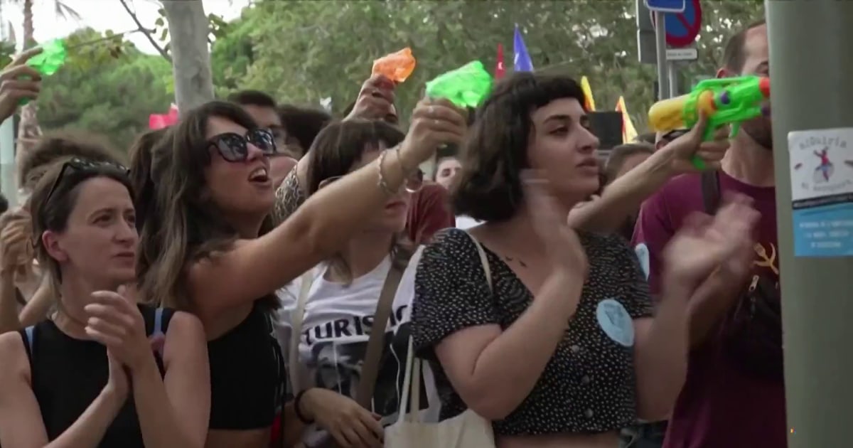 Thousands join anti tourism protests in barcelona