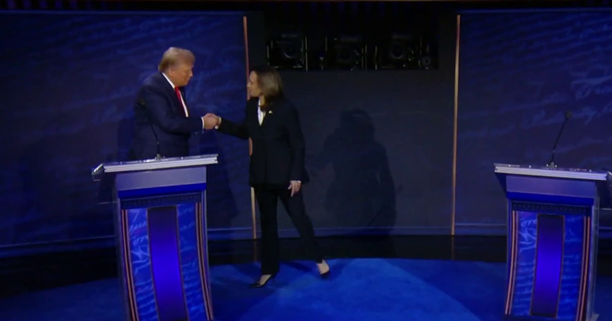 Harris and Trump shake hands during first interaction at presidential