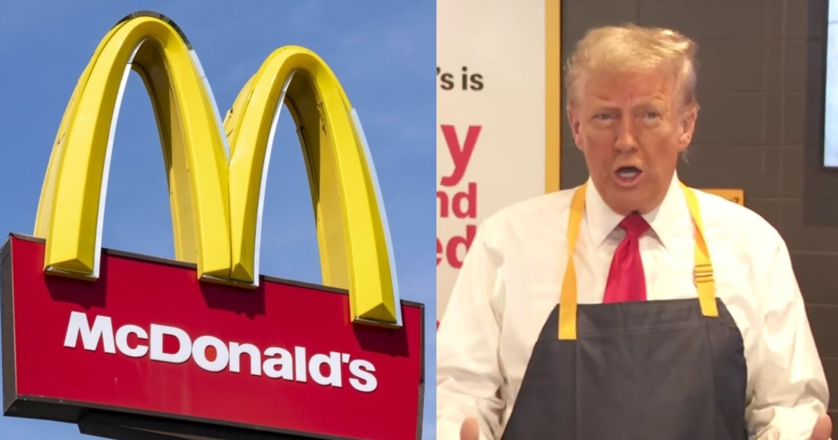 The Democratic representative comments on Trump’s McDonald’s appearance in real time