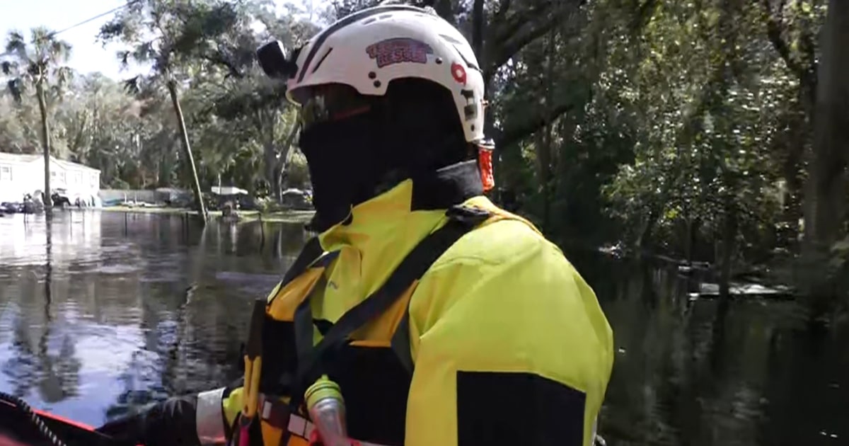 Rescuers patrol floodwaters in Florida after Milton