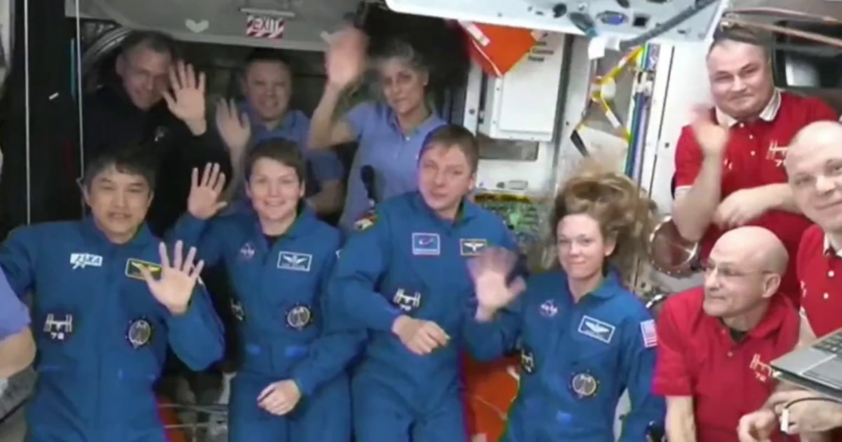 NASA astronauts welcome replacements at International Space Station