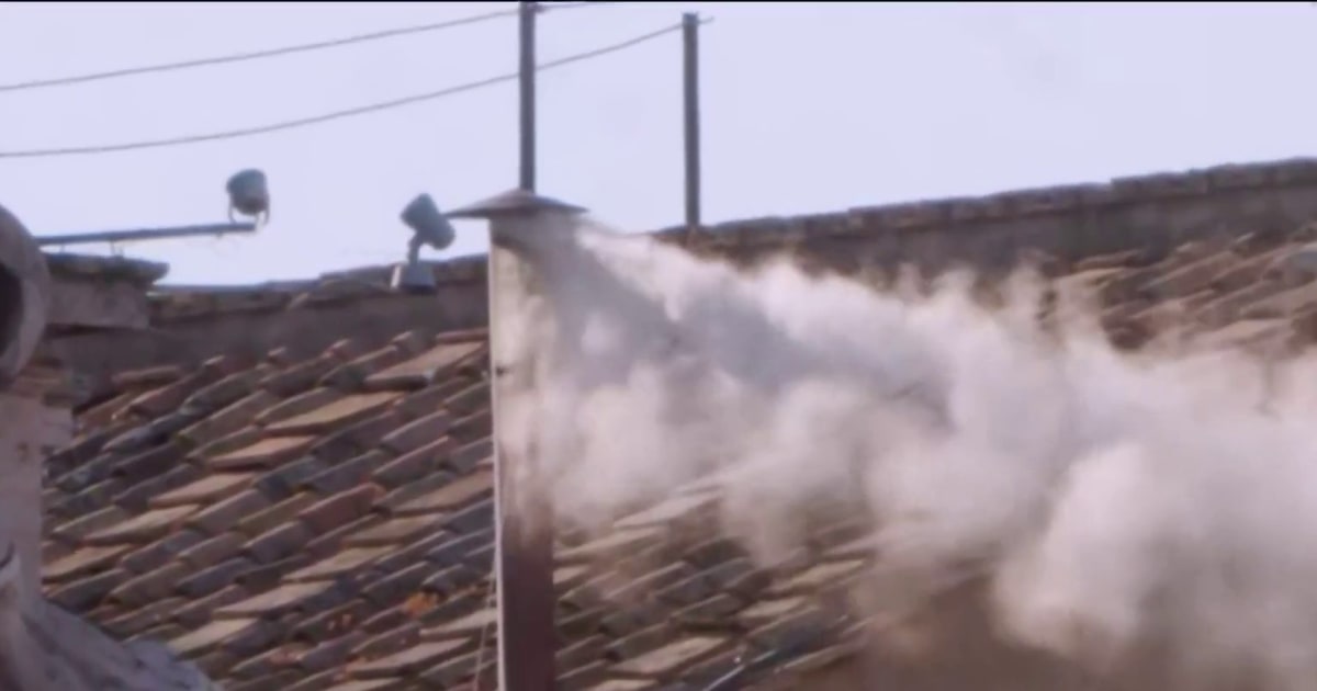 White smoke emerges from the Sistine Chapel chimney as new pope is selected