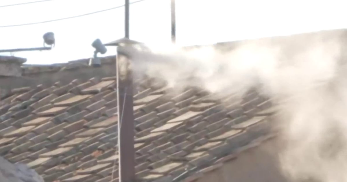 White smoke emerges from the Sistine Chapel chimney as new pope is selected