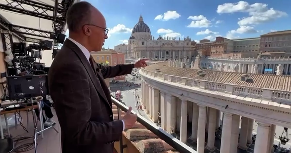Lester Holt shows NBC News rooftop setup at the Vatican
