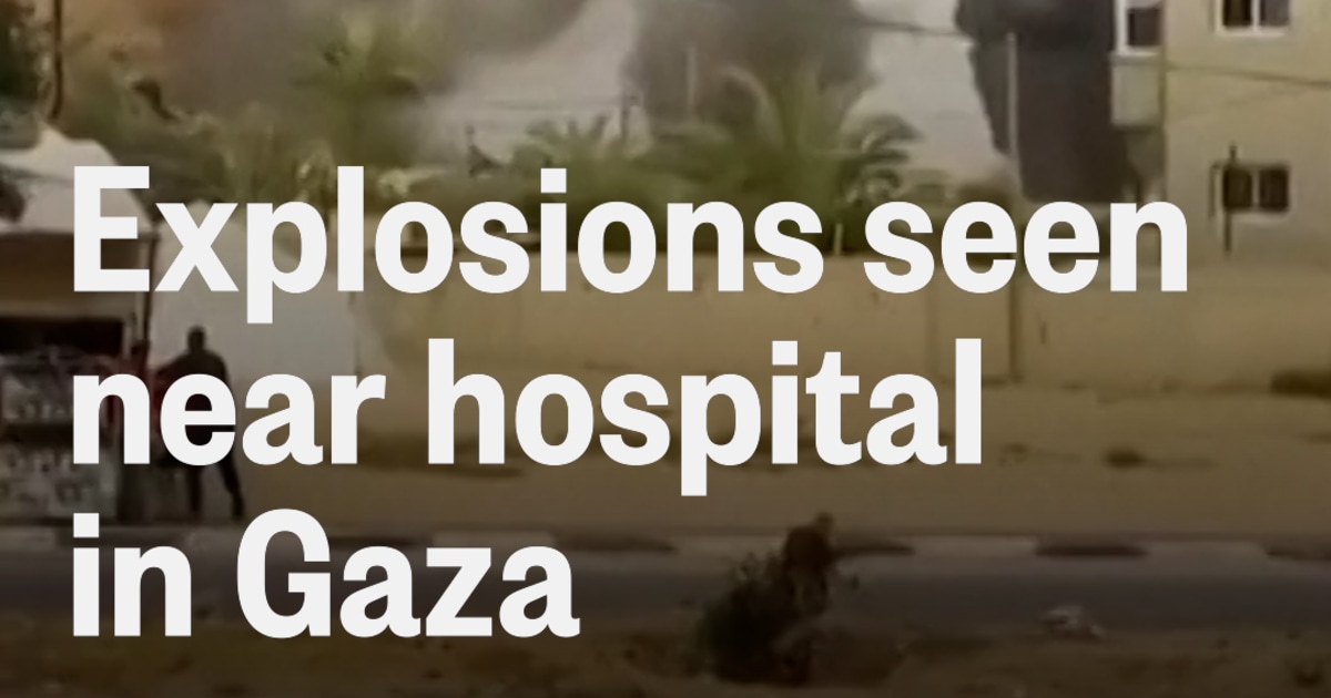 shows explosions near hospital in Gaza