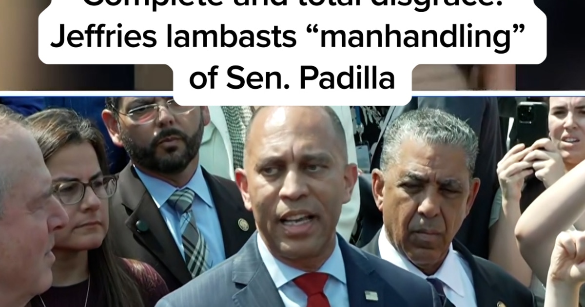 "Complete and total disgrace!" Jeffries lambasts "manhandling" of Sen. Padilla